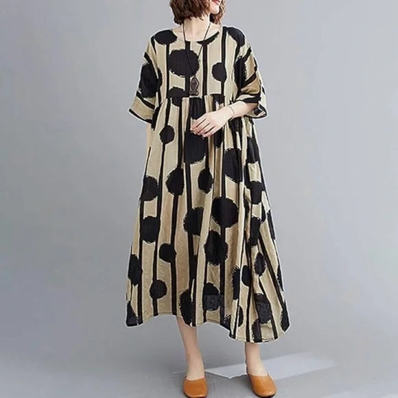 chinese dress ladies Cute High Waist Cotton Linen Dresses Women Casual Clothes Q1862 S/M/L / White main image 0